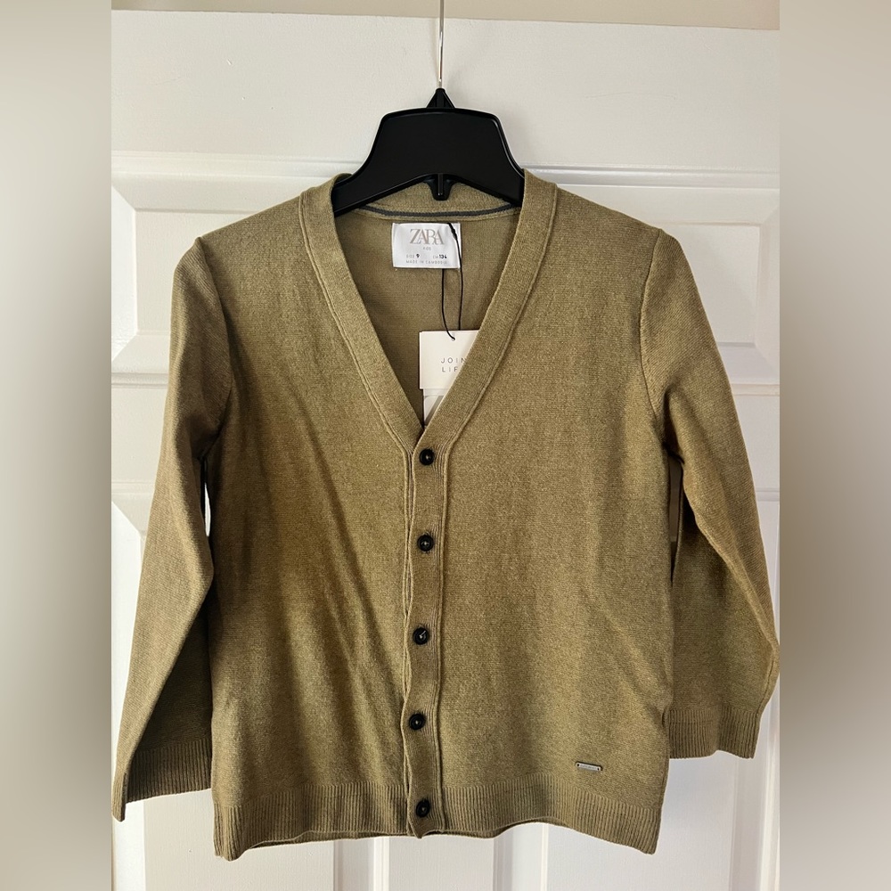 BRAND NEW, Zara Olive green Knit Cardigan Sweater, size 9